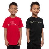 Champion Boy's 2 Pack Short Sleeve T-shirt in Black/Scarlet