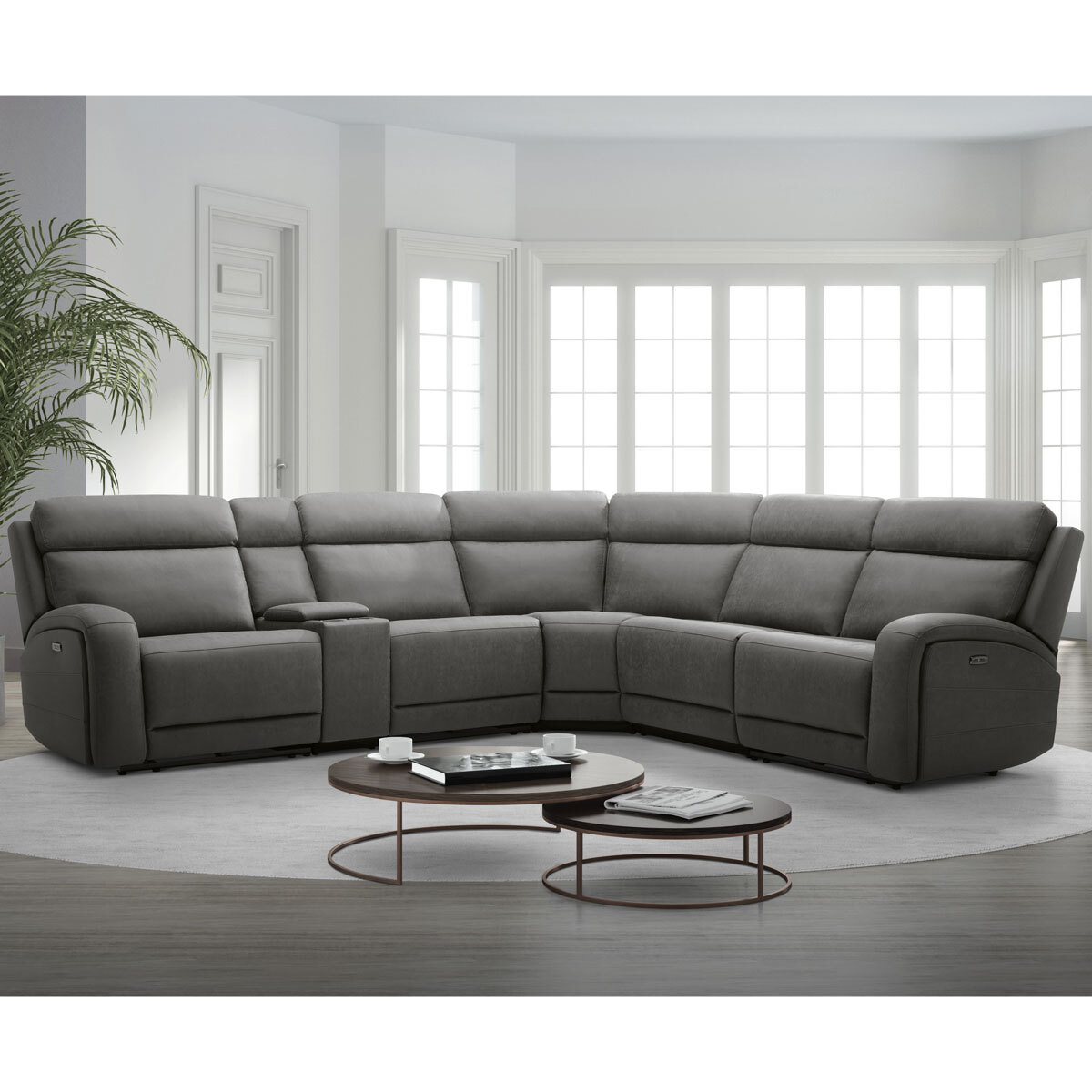 Gilman Creek Paisley Fabric Power, Grey Fabric Sectional Sofa With Recliner And Chaise Lounge Chair