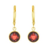 Round Cut Garnet Earrings, 14ct Yellow Gold