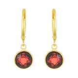 Round Cut Garnet Earrings, 14ct Yellow Gold