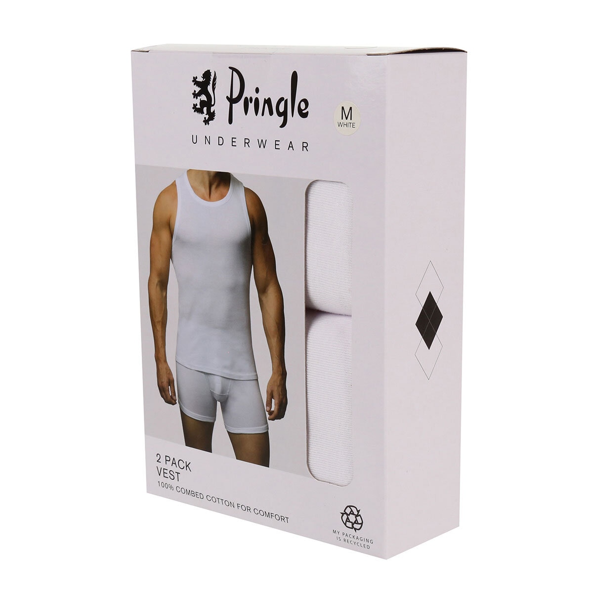 Pringle Mens Cotton Vest, 2 x 2 Pack