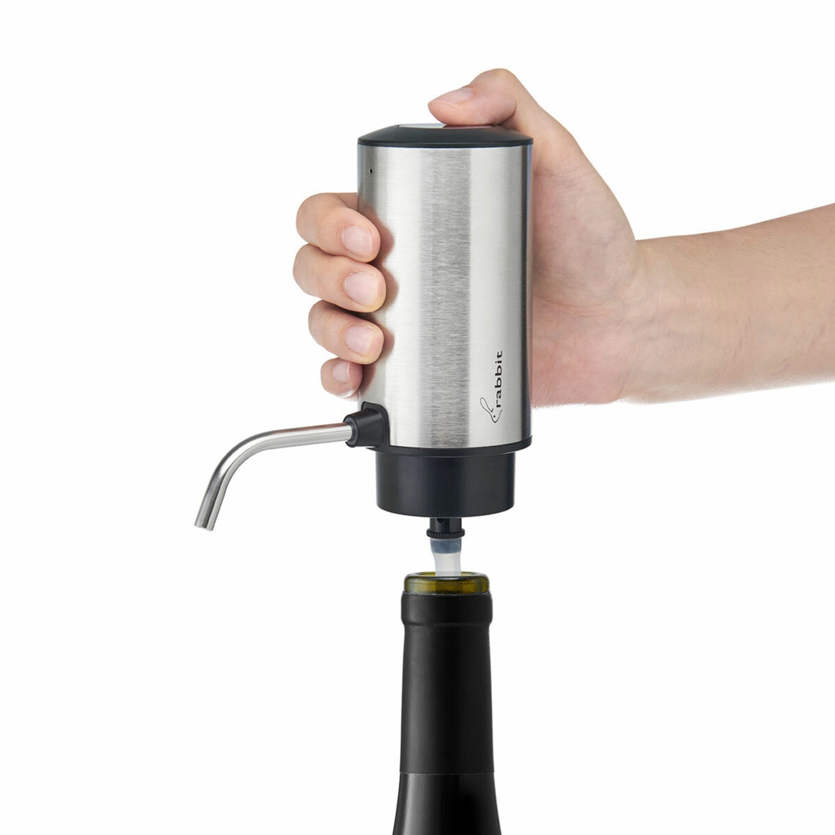 Lifestyle image of wine dispenser attachment being used
