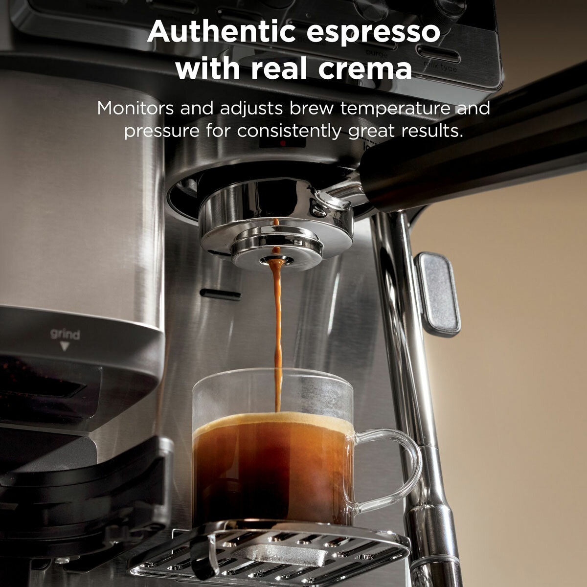 Lifestyle image showing authentic espresso with real crema Lifestyle image showing authentic espresso with real crema