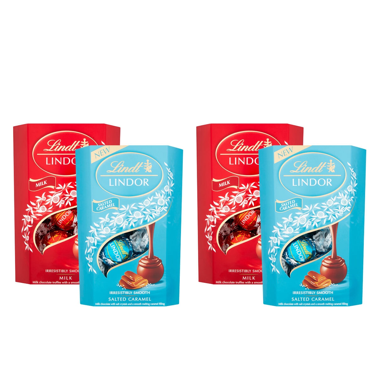 Lindt Lindor Milk Chocolate and Salted Caramel Chocolate Truffles, 4 x 200g