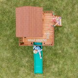 Lifestyle image showing the wrap around deck from above