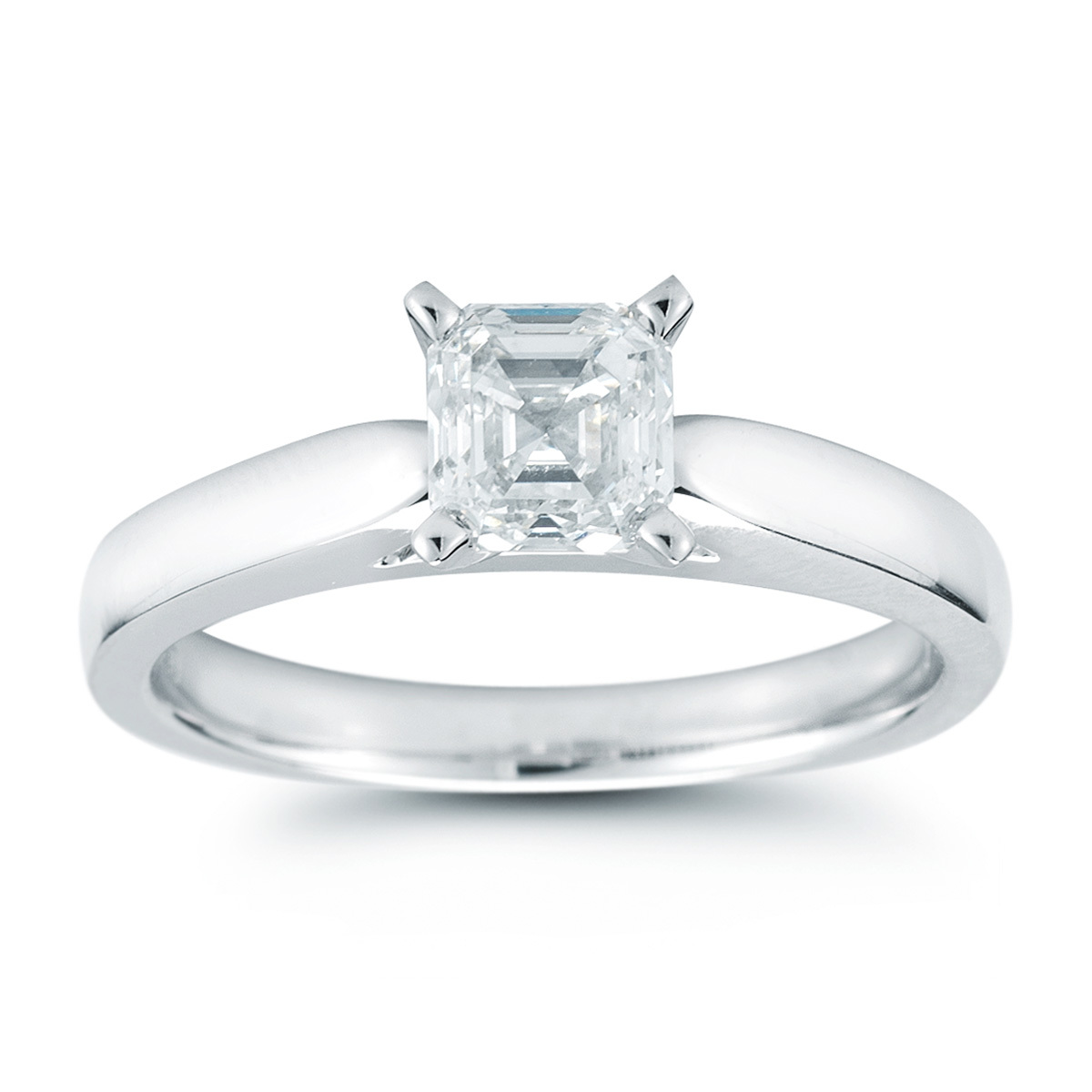 1.0ct Asscher Cut Diamond Solitaire Ring, Platinum