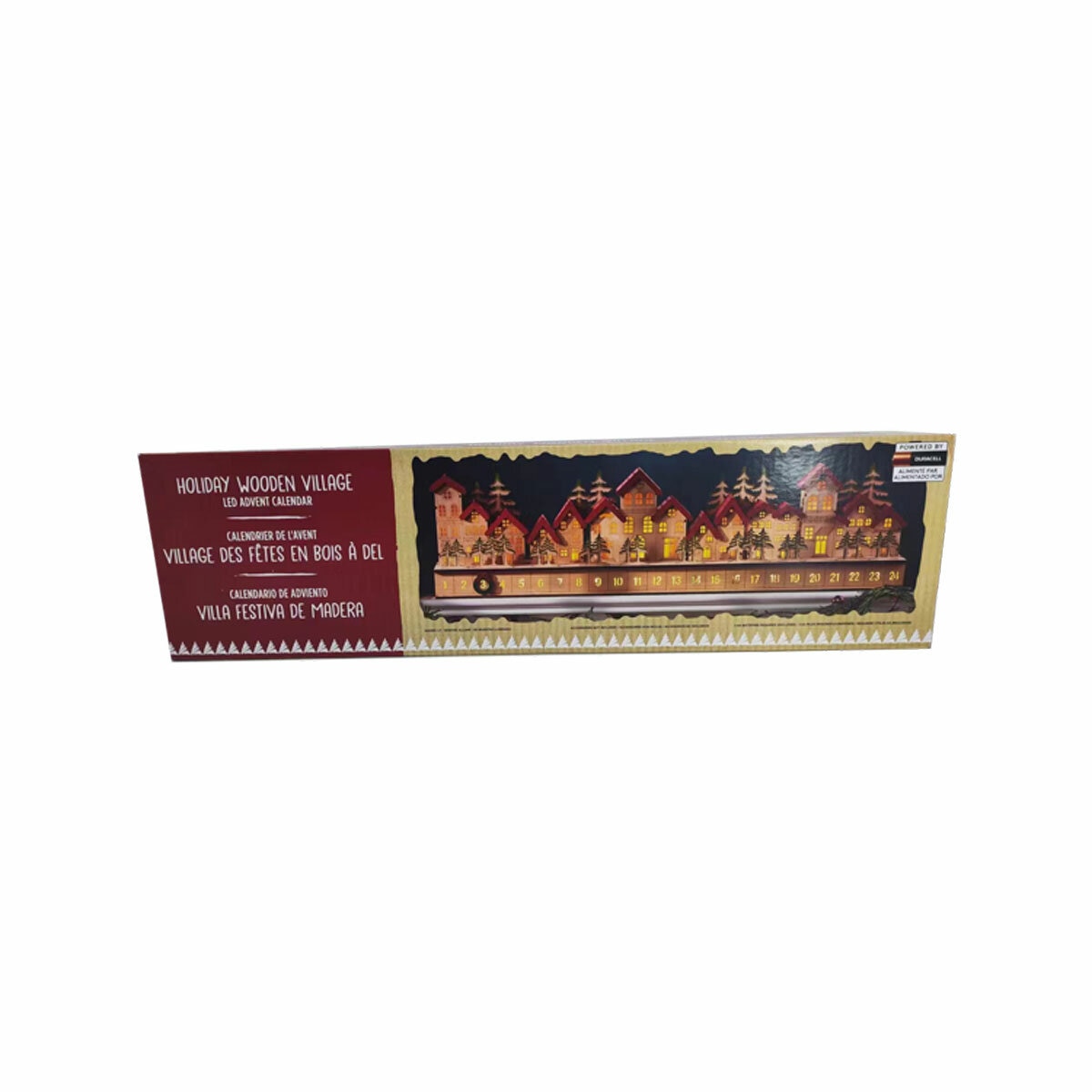 Wooden House Advent Calendar with 28 LED Lights