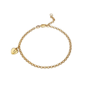 14ct Yellow Gold Heart Charm Bracelet