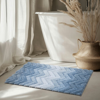 Riviera Home Chevron Blue Ombre Bath Mat, 55 x 91 cm