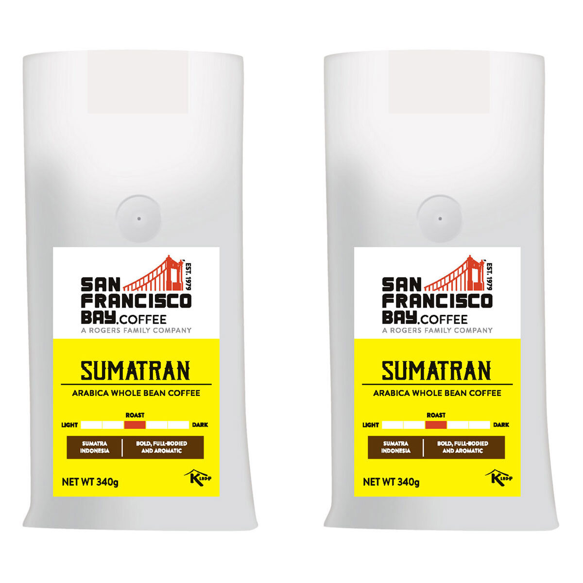 pack of 2 coffees with yellow label