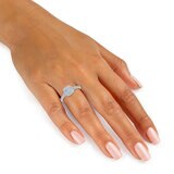 1.07ctw Princess & Round Brilliant Cut Diamond Halo Ring, 18ct White Gold