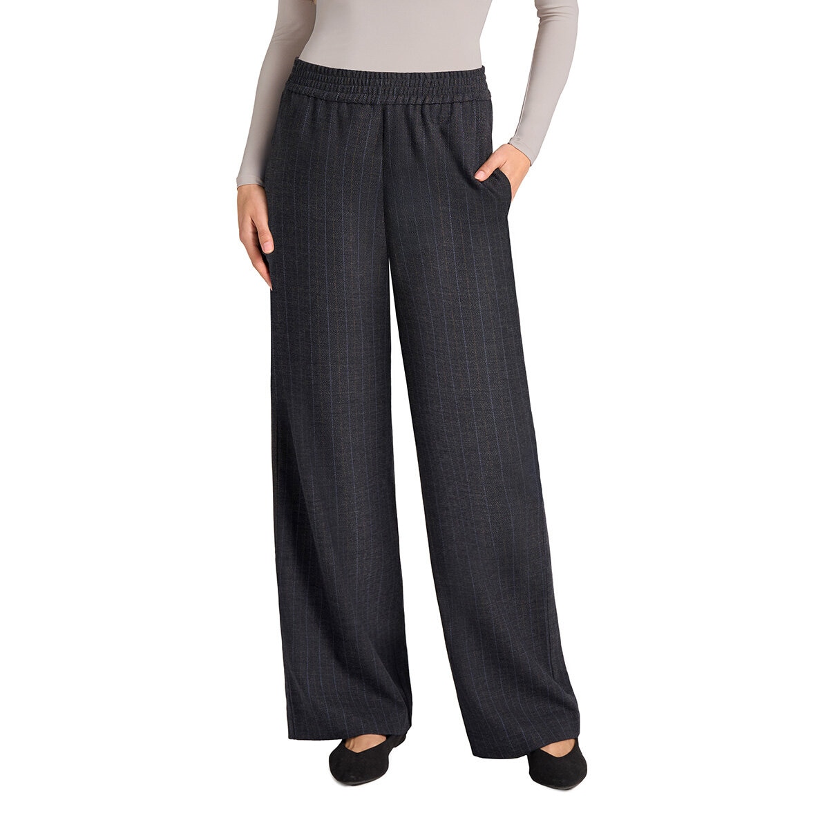 Matty M Women's Pinstripe Pant in Navy
