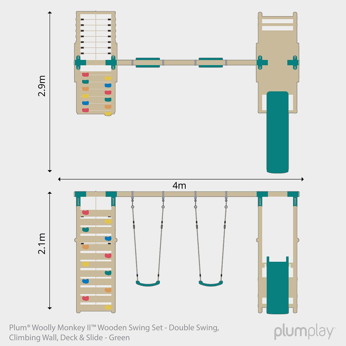 A graphic showing the dimensions of the swingset A graphic showing the dimensions of the swingset