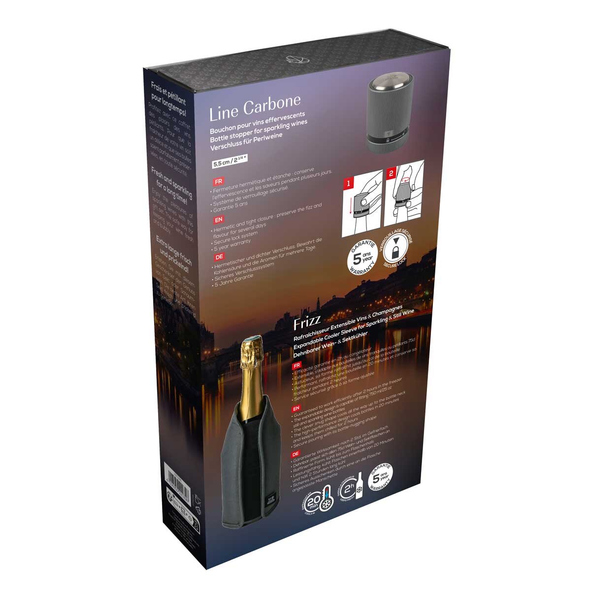 Peugeot Paris Frizz Wine Cooler Sleeve & Stopper Gift Set
