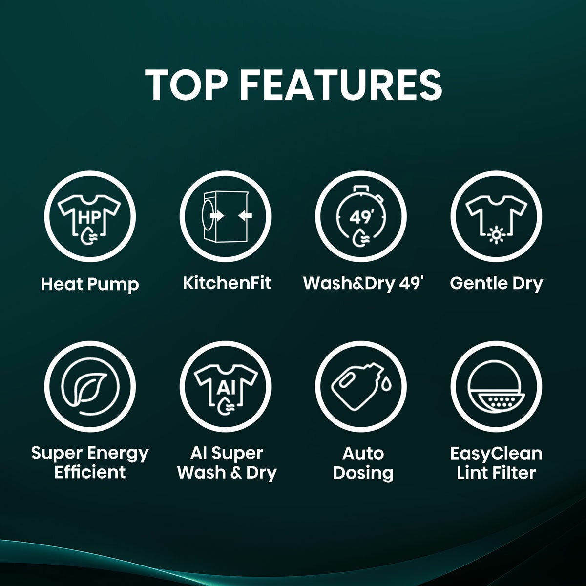 Hisense KitchenFit 5i Series WD5I1245BBRH 12kg / 8kg Washer Dryer, A Rated in Black Hisense KitchenFit 5i Series WD5I1245BBRH 12kg / 8kg Washer Dryer, A Rated in Black
