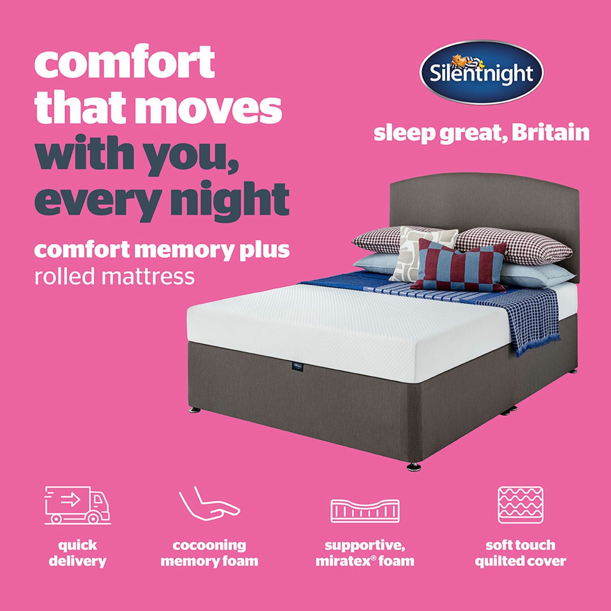 Silentnight Comfort Memory Plus Rolled Foam Mattress in 3 Sizes