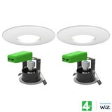 4lite WiZ Connected LED IP20 Fire Rated Downlight, Pack of 2, in Matt White