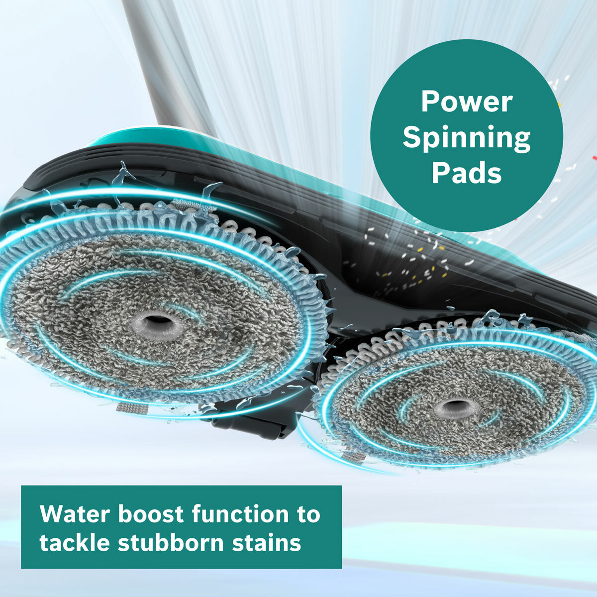 Lifestyle image of Bosch Unlimited 7 Aqua Cordless Stick with power spinning pads