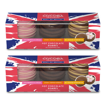 Cocoba Best Of British Hot Chocolate Bombes, 3 x 50g x 2 Packs