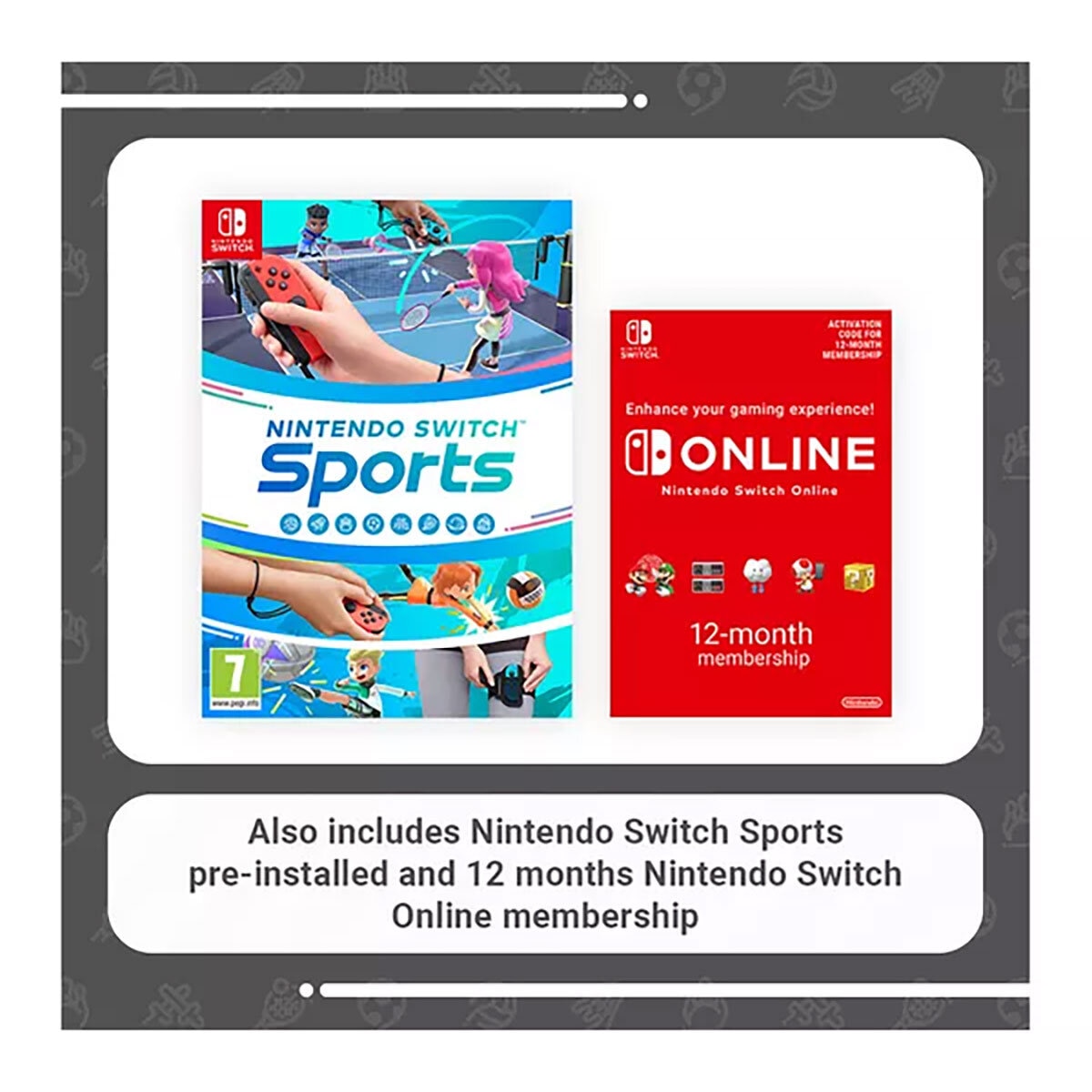 Nintendo Switch Neon Console with Switch Sports Set plus Switch Online 12 Months Subscription