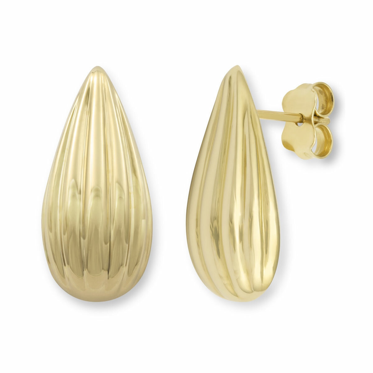 14ct Yellow Gold Textured Tear Drop Stud Earrings