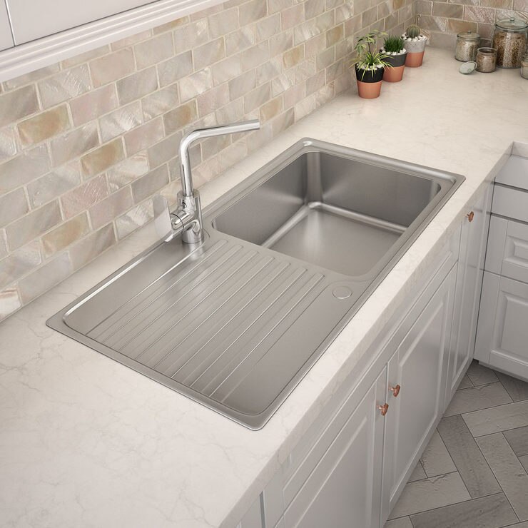 Kohler Hone Stainless Steel Sink with Draining Board and Aleo Single