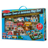 Wooden town and vehicles play set boxed image