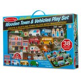 Wooden town and vehicles play set boxed image