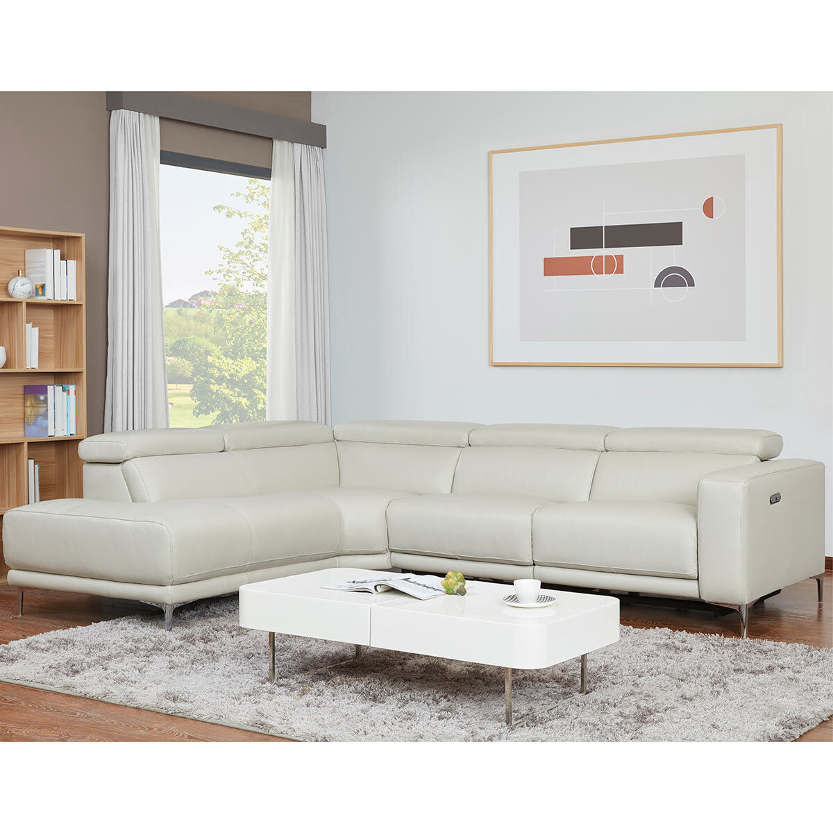 kuka redland grey leather power reclining sectional sofa  costco uk