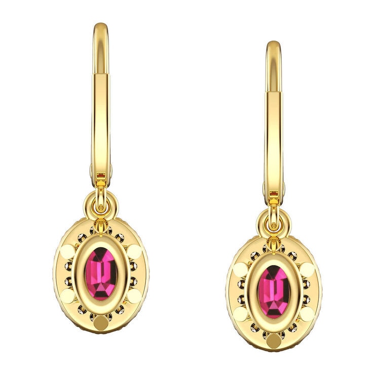 Rhodolite Garnet and Diamond Earrings, 14k Yellow Gold