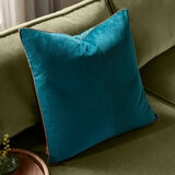 Furn Meridian Blue Velvet Feather Fill Cushion, 55 x 55 cm