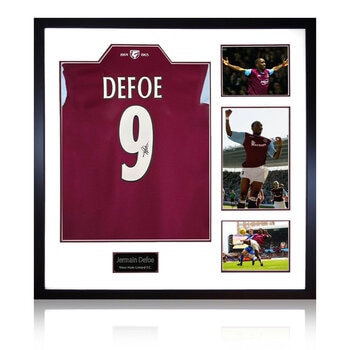 Jermain Defoe Signed Framed West Ham Football Shirt including 3 Photos