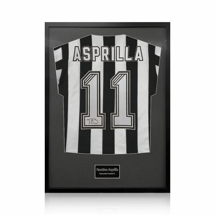Faustino Asprilla Signed Shirt in Black Frame
