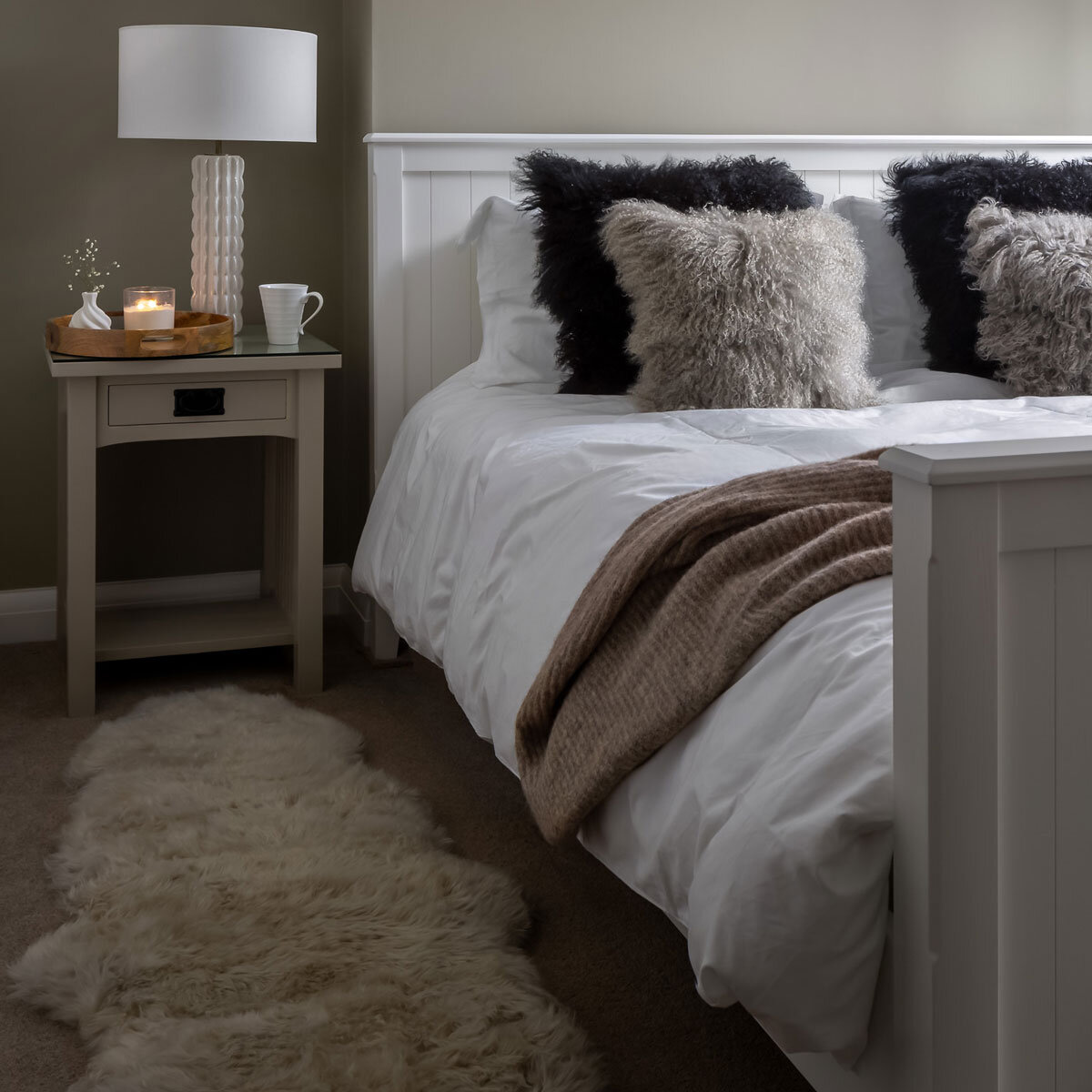 Naturally Sheepskins Long Wool Double Rug in Stone, 180 x 55 cm