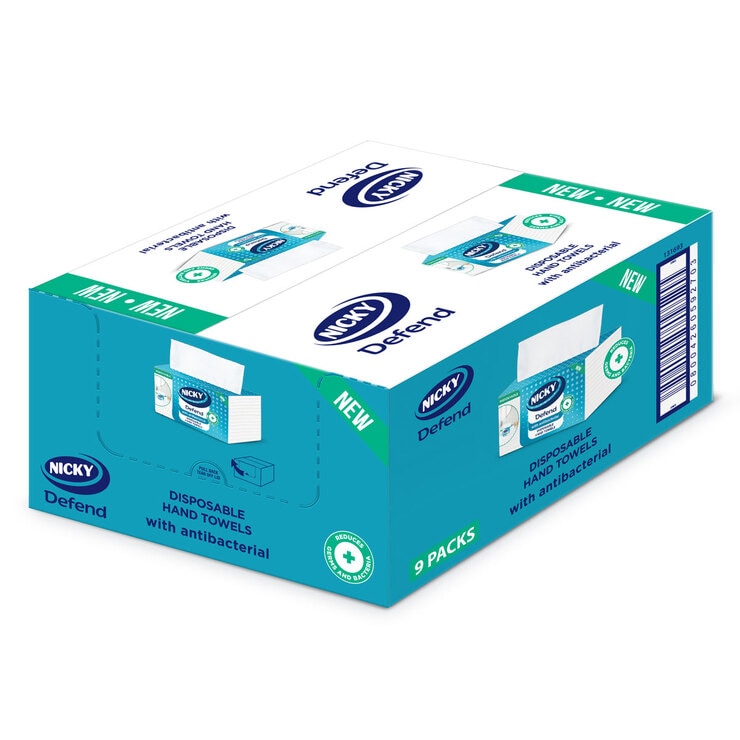 Nicky Defend Disposable Antibacterial Hand Towels, 9 x 100 Pack Costco UK