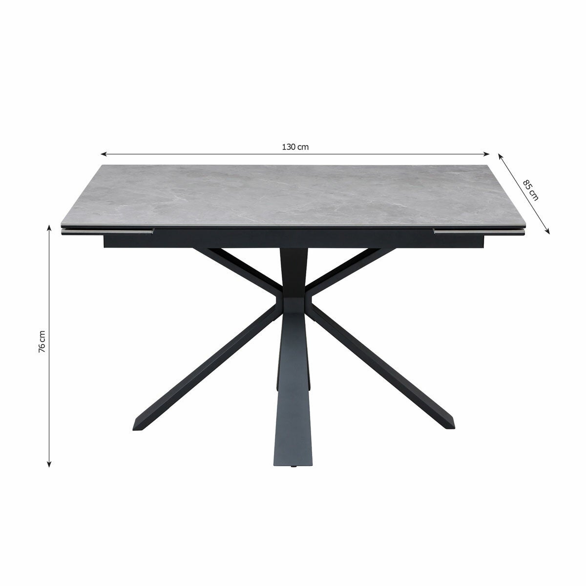 Jordan Ceramic Extending Dining Table + 6 Grey Chairs, Seats 6-8
