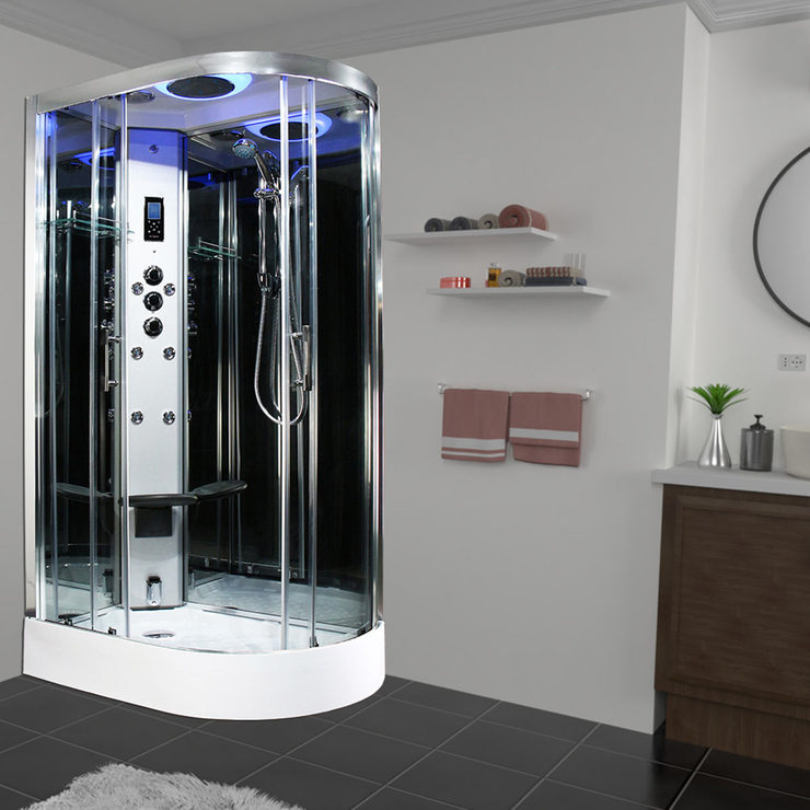 Insignia Premium 110cm Offset Quadrant Steam Shower in 2 Colours