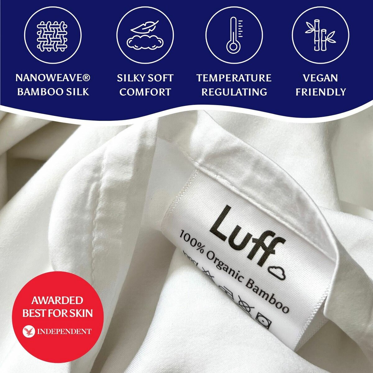 Luff 700 Thread Count 100% Organic Bamboo Pillowcases 2 Pack White 7