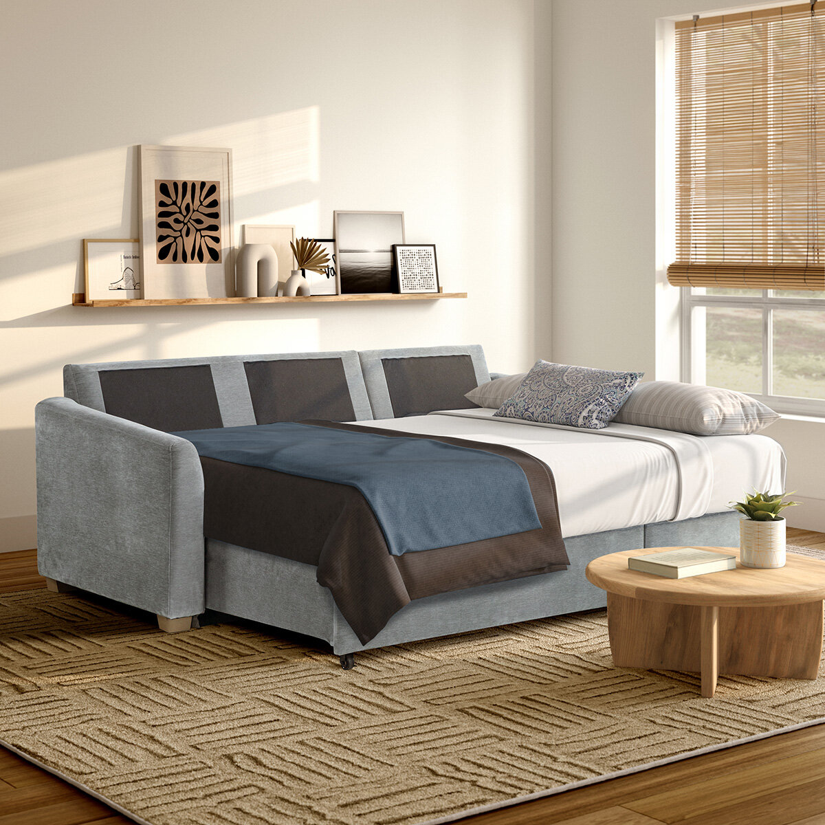Coddle Cameron Fabric Sofa Bed with Reversible Chaise, Grey Coddle Cameron Fabric Sofa Bed with Reversible Chaise, Grey