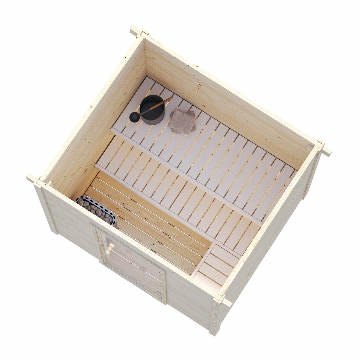 Eir (2,6m2 | 2,2x1,8m |44mm) Compact Garden Sauna Set Eir (2,6m2 | 2,2x1,8m |44mm) Compact Garden Sauna Set