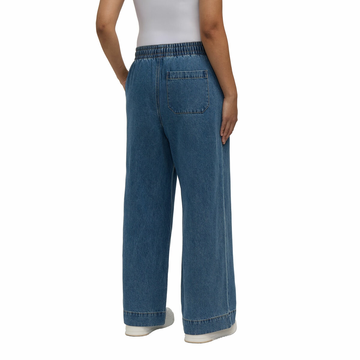 Teddi Rose Wide Leg Denim Pull on Pant in Blue