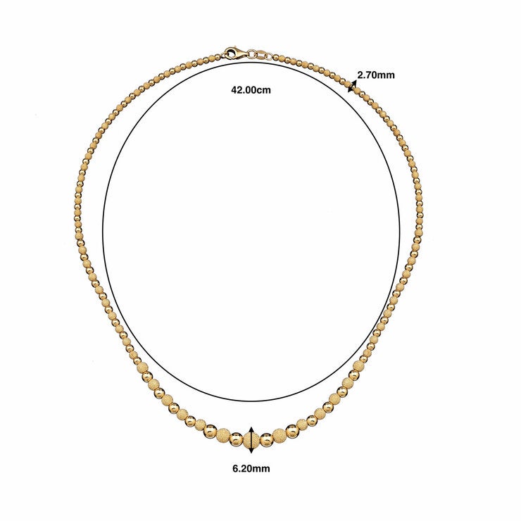 18ct Yellow Gold Shiny Bead Necklace 18ct Yellow Gold Shiny Bead Necklace