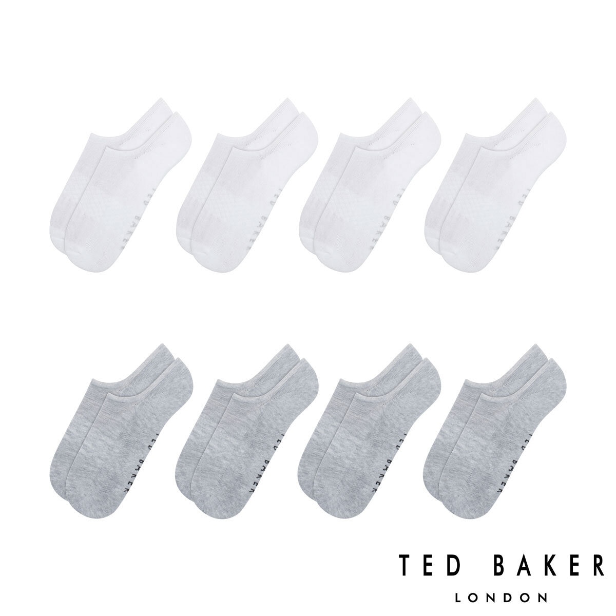 Ted Baker Men's Liner Sock, 8 Pack in White