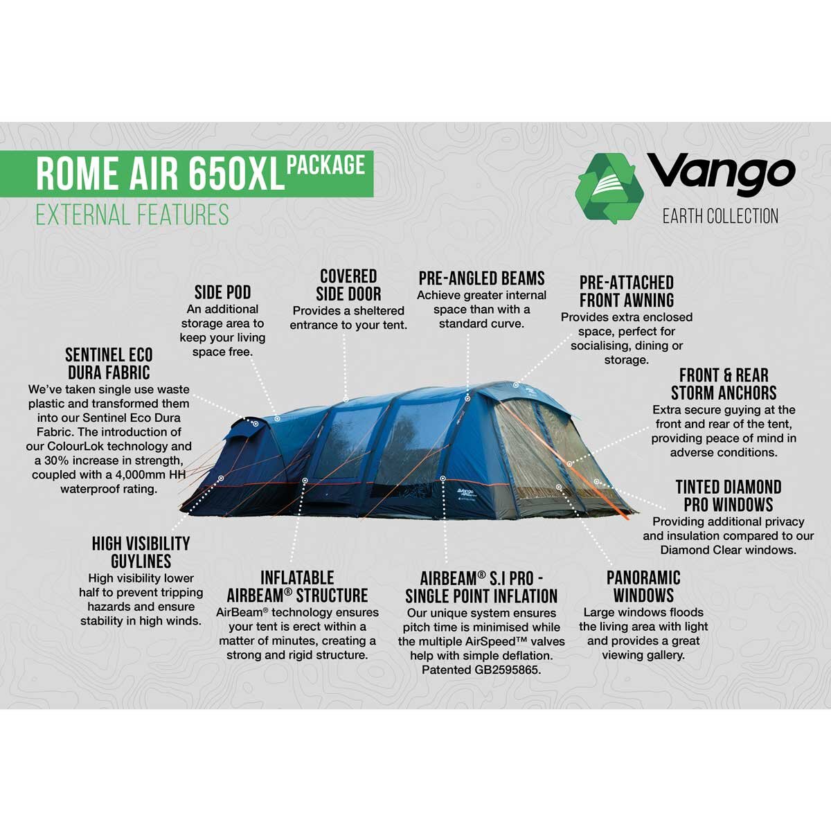 Vango Rome II Air 650 XL Tent Package, 6 Person