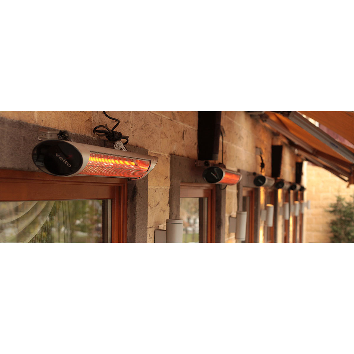 Veito Blade Carbon Infrared Heater mounted above windows