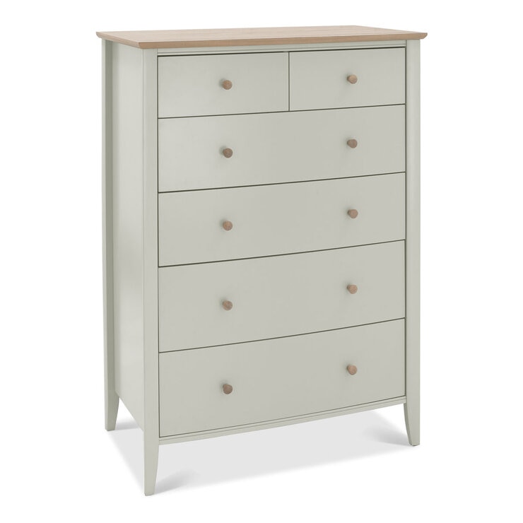 Bentley Designs Whitby Scandi Oak & Soft Grey 6 Drawer Chest of Drawers