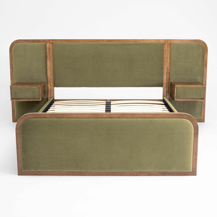 Travis Bed Green Velvet Bed Frame in 2 Sizes