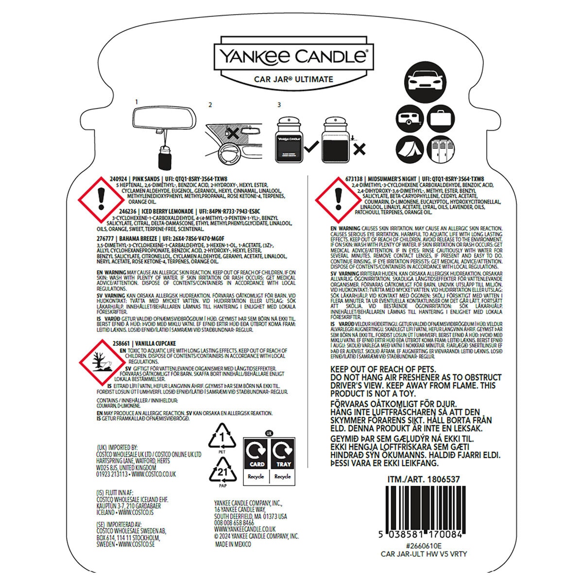 Yankee Candle Car Jar Ultimate Air Freshener Variety - Pack of 5