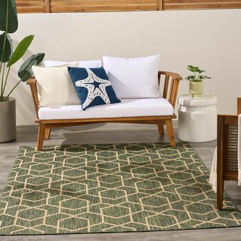 Nourison Horizon Geometric Indoor / Outdoor Rug in 2 Sizes, Green