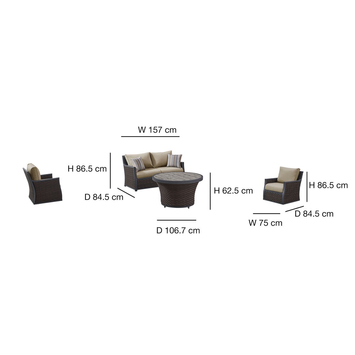 OVE Decors Barcelona 4 Piece Deep Seating Patio Set + Cover